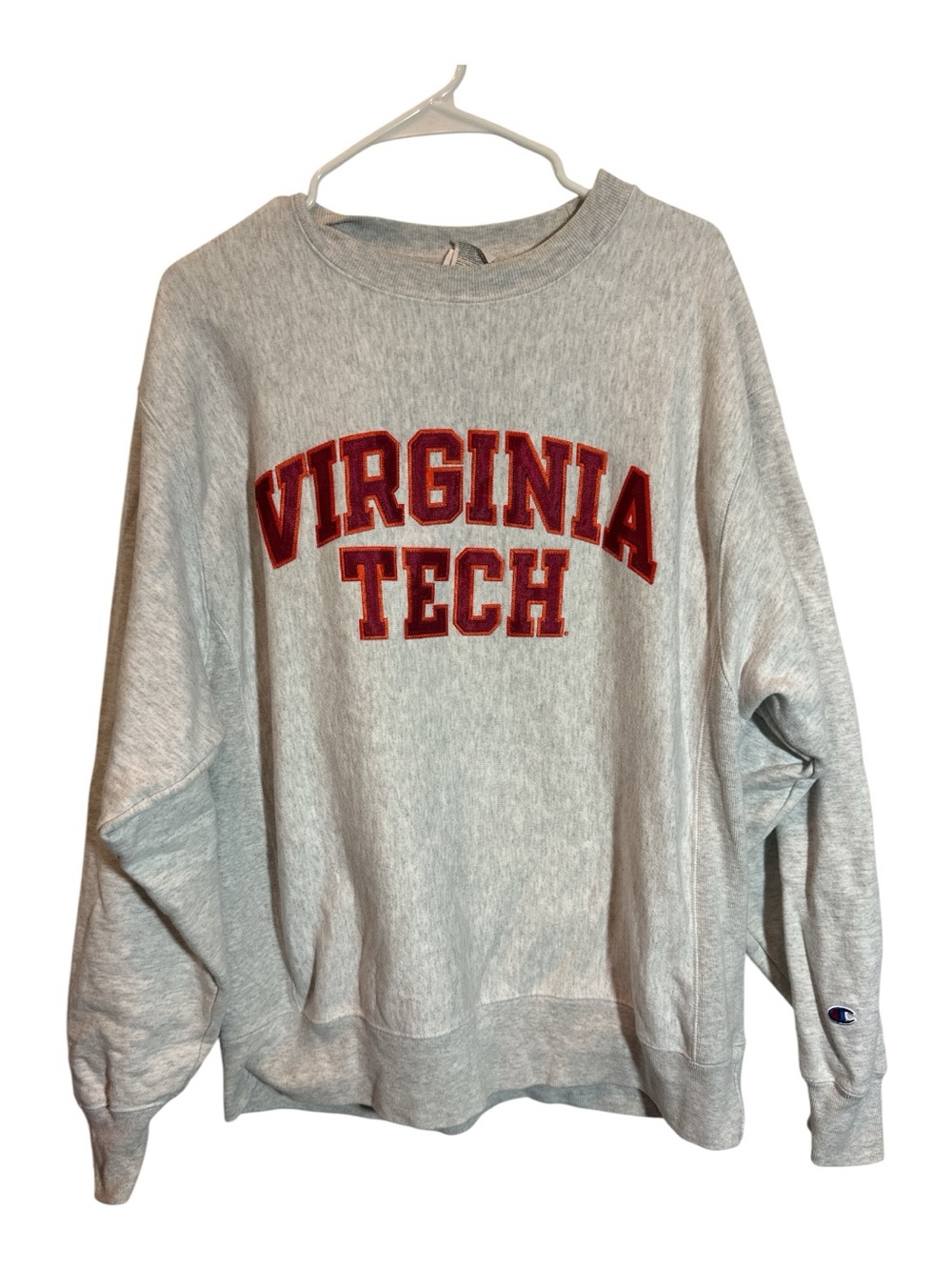 Vintage 90s Champion Reverse Weave Virginia Tech Hokies Sweatshirt Sz L Gray